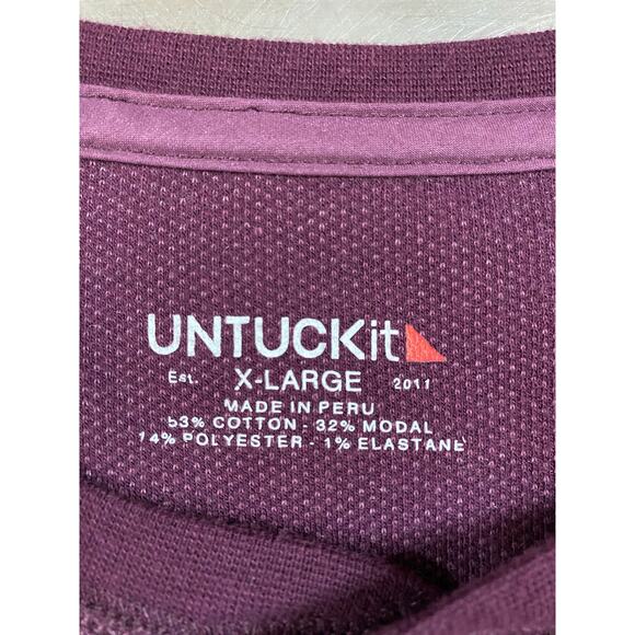 Untuckit Purple Burgandy Textured Long Sleeve 3 Snap Henley XL - Picture 6 of 6